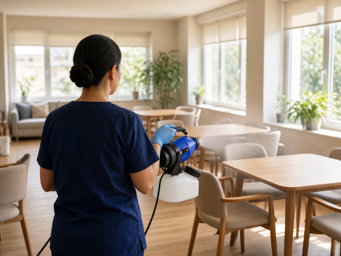 Handheld misting in a shared room
